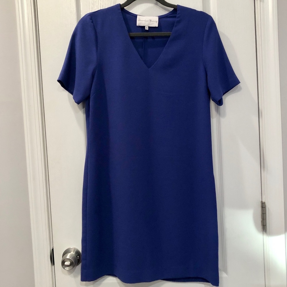 Charles Henry Bright Blue V-neck Dress